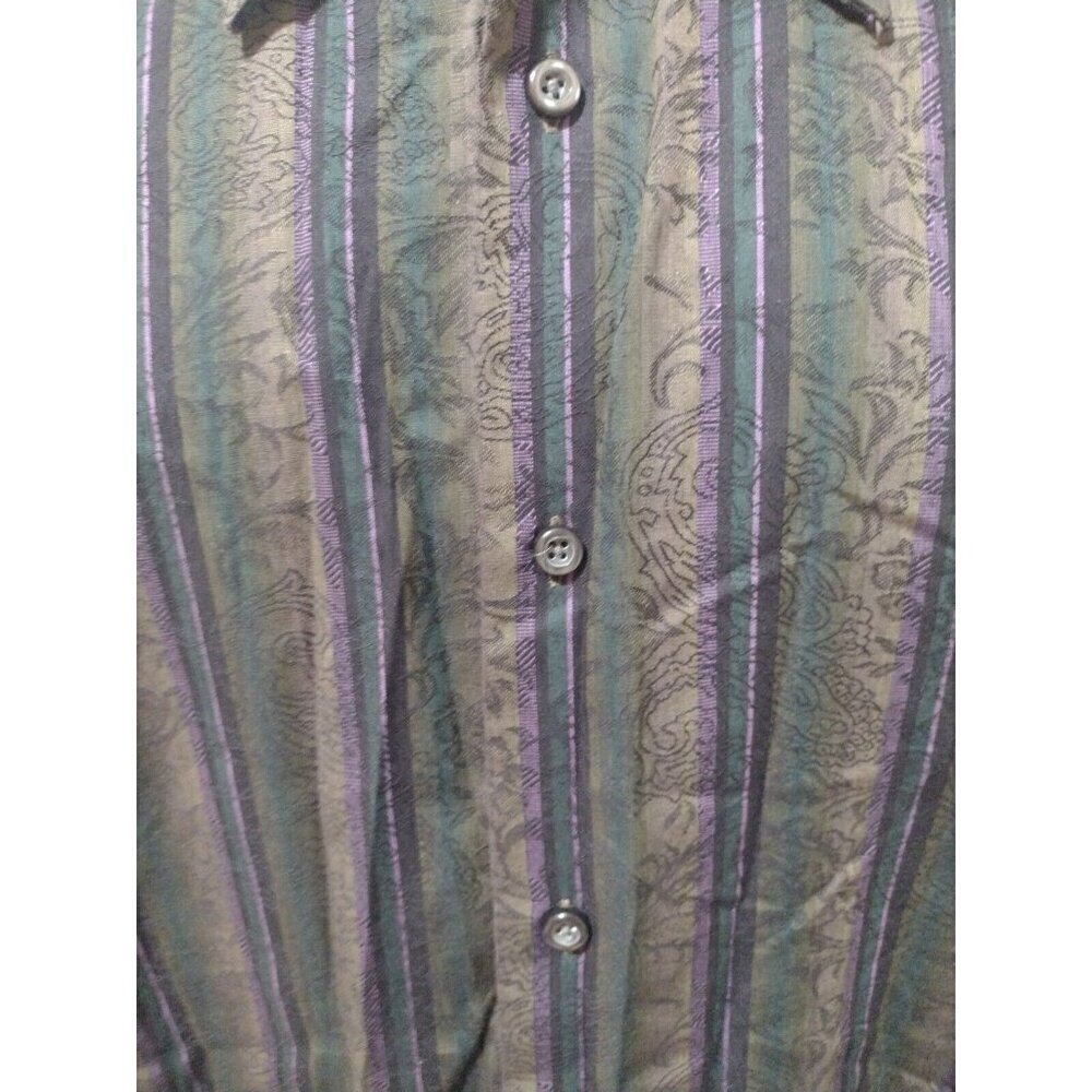 New MEN'S Malibu Cowboy 2XL Shirt Long Sleeve Multicolor Stripe Western Button - Picture 4 of 11